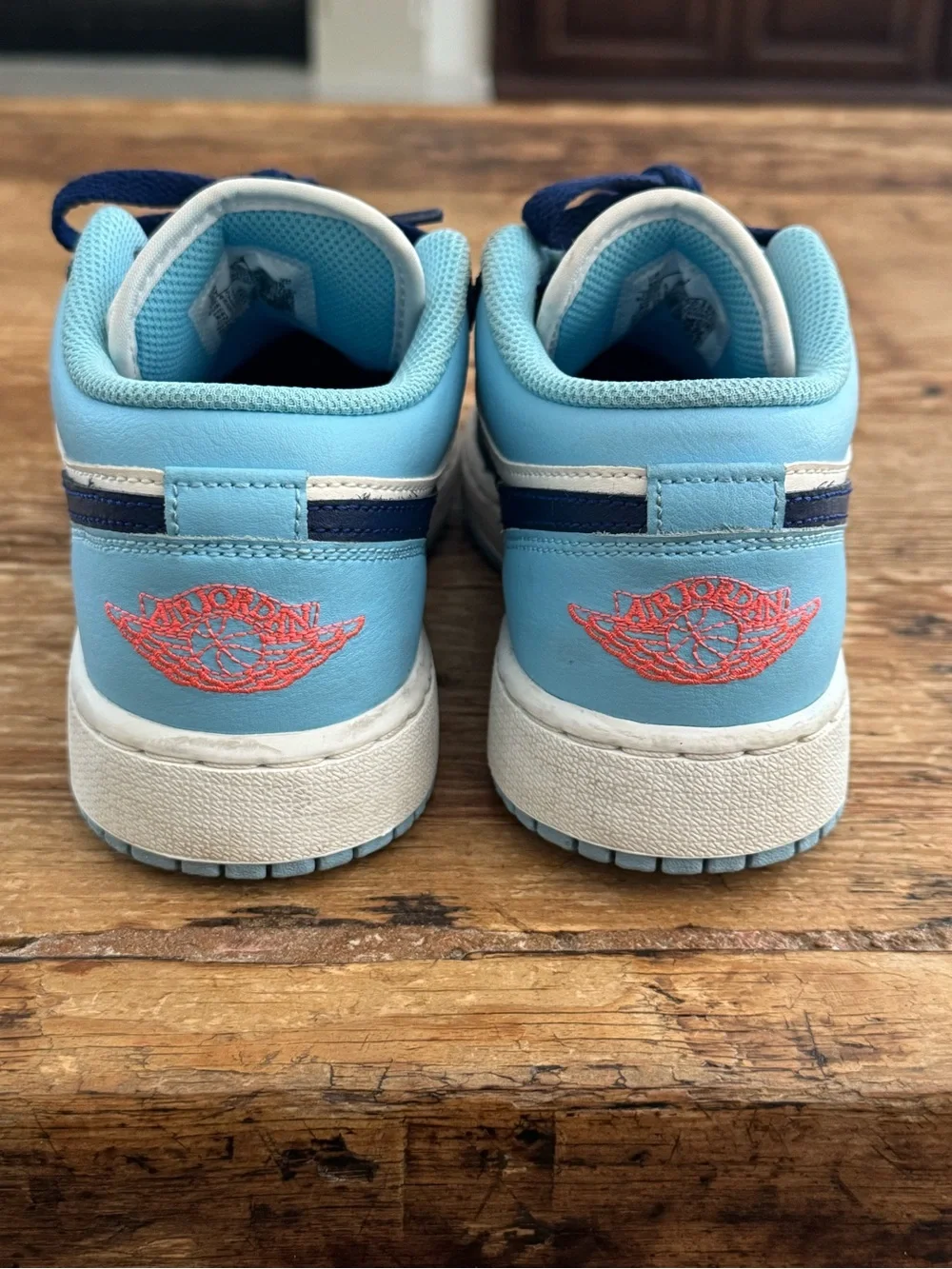 Air Jordan 1 Low GS “Sail Blue Chill Nike Sneakers (Big Kids size 5)